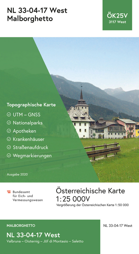 BEV-Karte 3117-West, Malborghetto 1:25 000V - 