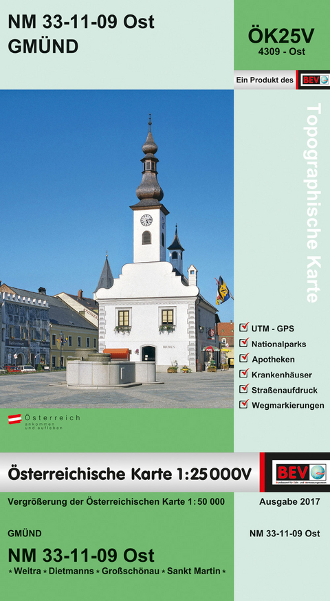 BEV-Karte 4309-Ost, Gm&uuml;nd 1:25 000V - 