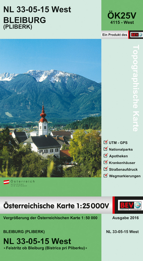 BEV-Karte 4115-West, Bleiburg / Pliberk 1:25 000V - 