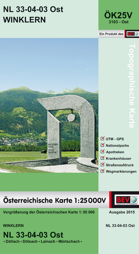 BEV-Karte 3103-Ost, Winklern 1:25 000V - 