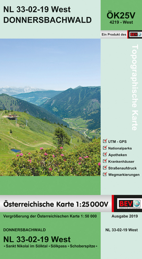 BEV-Karte 4219-West, Donnersbachwald 1:25 000V - 