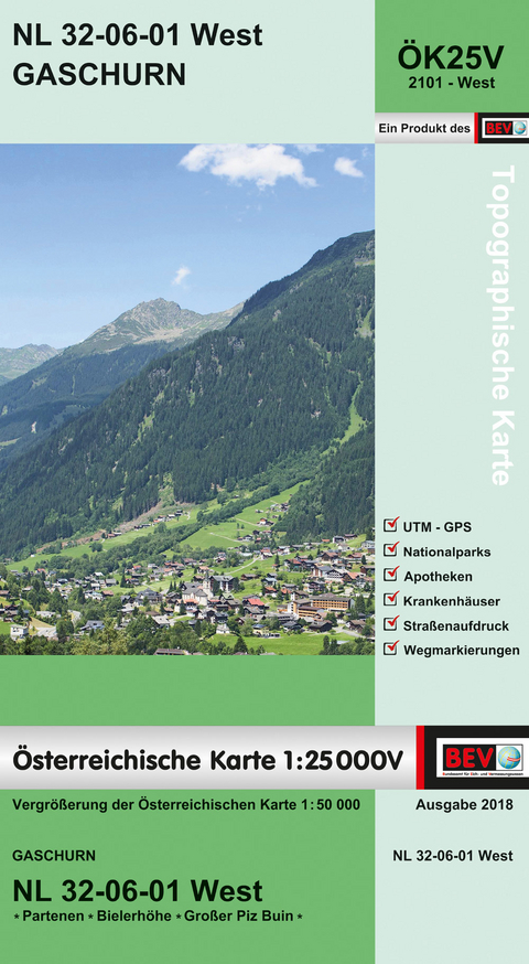 BEV-Karte 2101-West, Gaschurn 1:25 000V - 