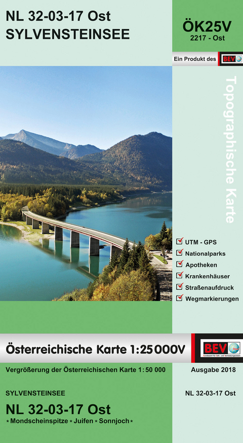 BEV-Karte 2217-Ost, Sylvensteinsee 1:25 000V - 