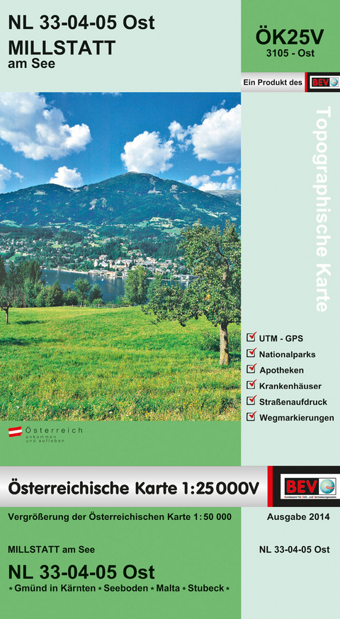 BEV-Karte 3105-Ost, Millstatt am See 1:25 000V - 