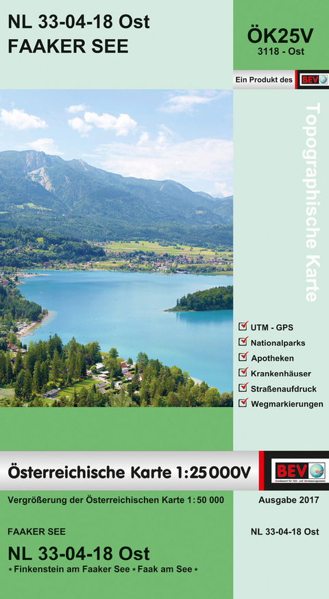 BEV-Karte 3118-Ost, Faaker See 1:25 000V - 