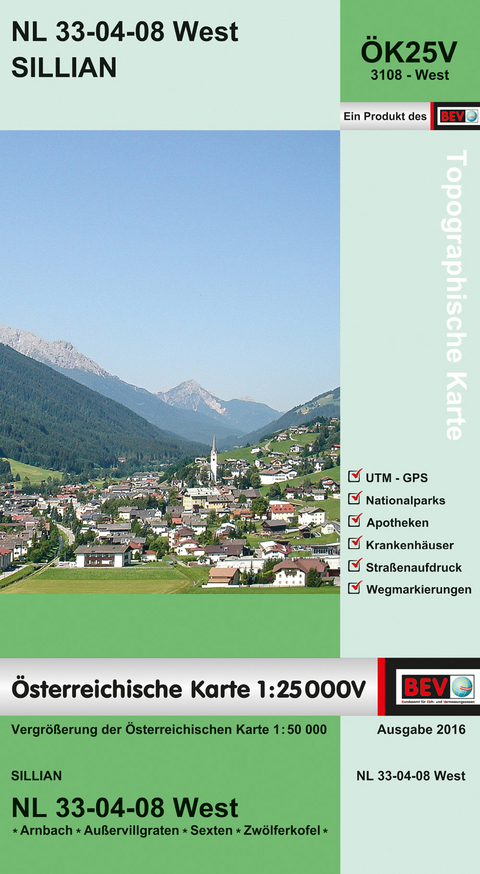 BEV-Karte 3108-West, Sillian 1:25 000V - 