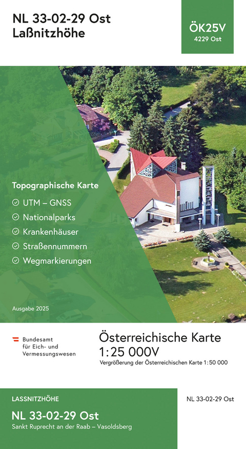 BEV-Karte 4229-Ost, La&szlig;nitzh&ouml;he 1:25 000V - 