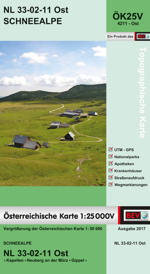 BEV-Karte 4211-Ost, Schneealpe 1:25 000V - 