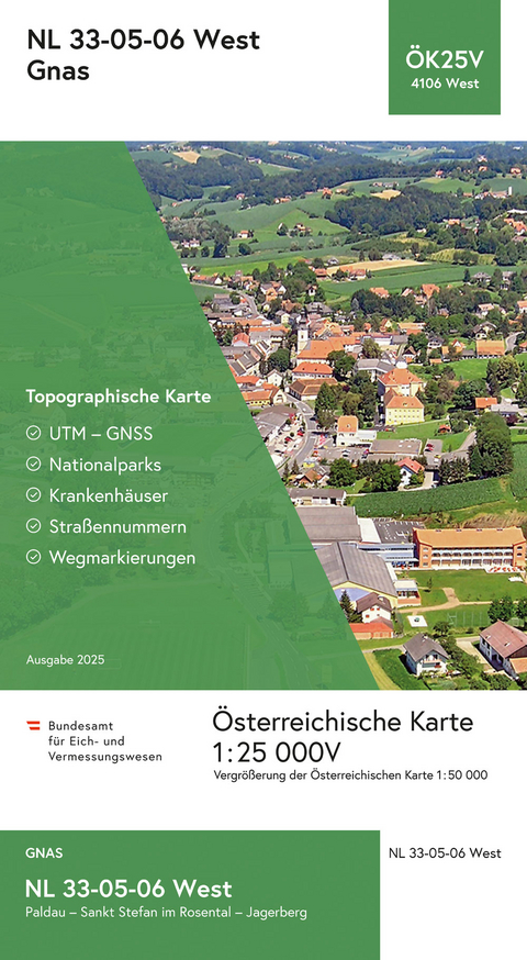 BEV-Karte 4106-West, Gnas 1:25 000V - 