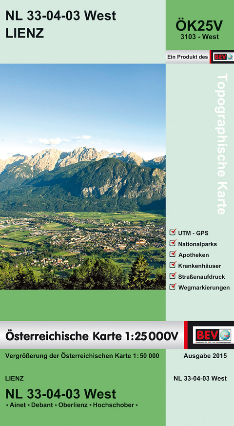 BEV-Karte 3103-West, Lienz 1:25 000V - 