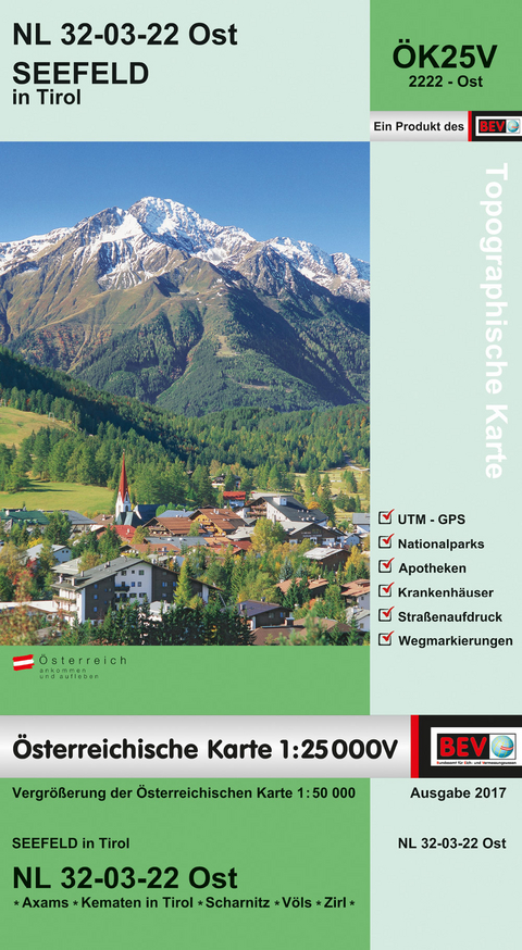 BEV-Karte 2222-Ost, Seefeld in Tirol 1:25 000V - 