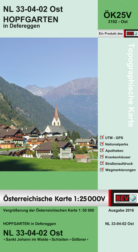 BEV-Karte 3102-Ost, Hopfgarten in Defereggen 1:25 000V - 