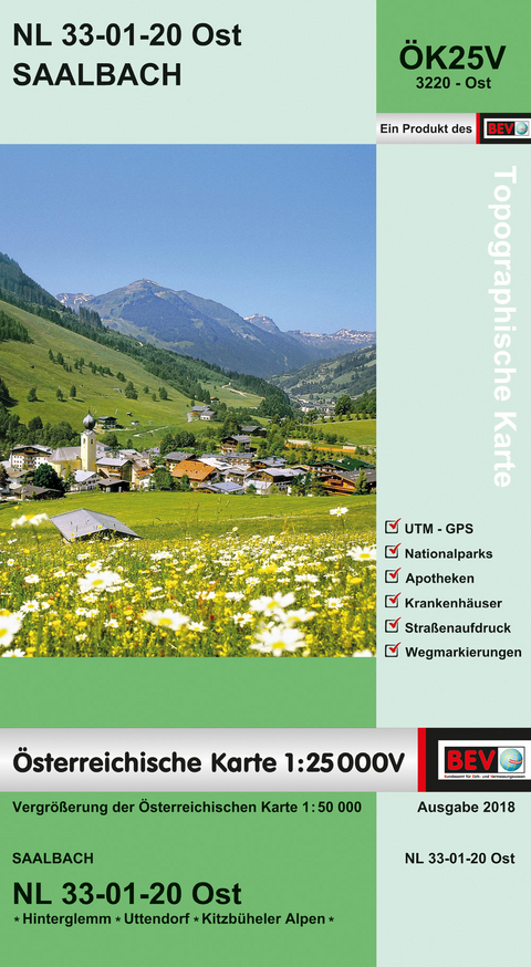 BEV-Karte 3220-Ost, Saalbach 1:25 000V - 