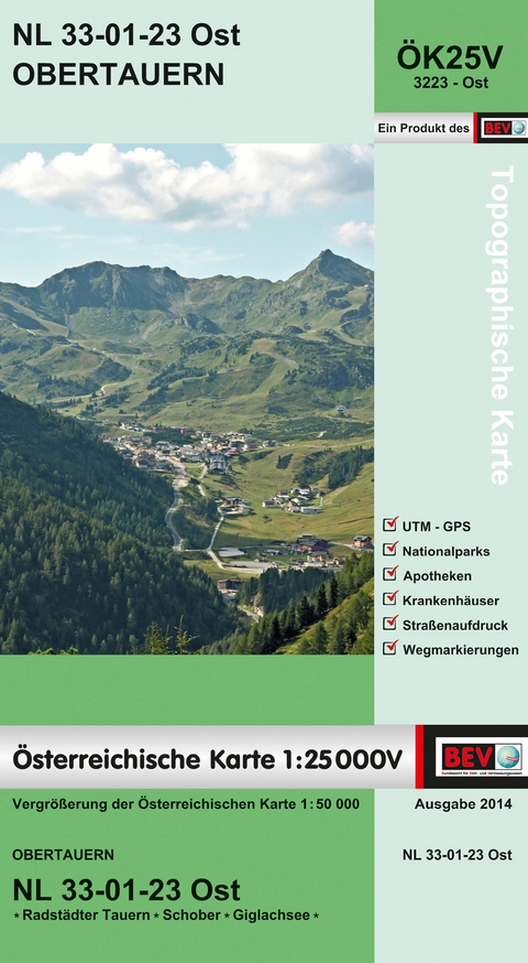 BEV-Karte 3223-Ost, Obertauern 1:25 000V - 