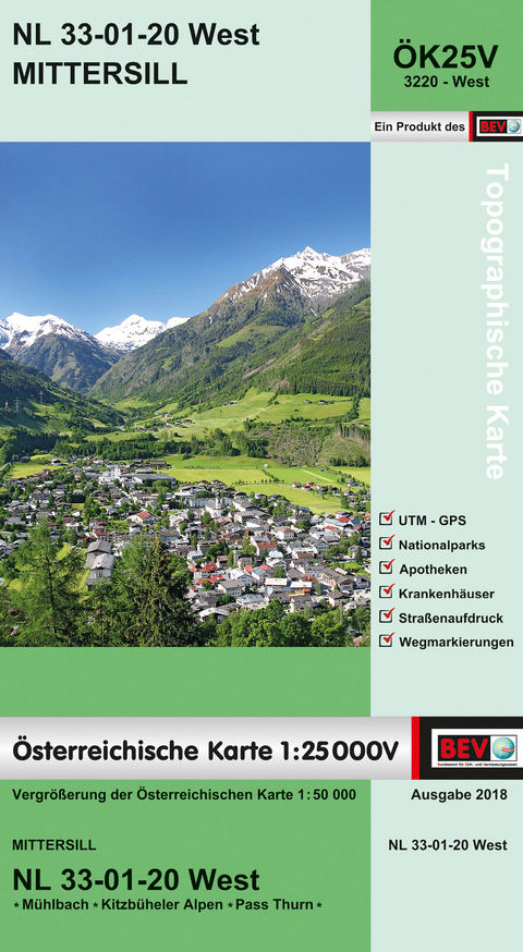 BEV-Karte 3220-West, Mittersill 1:25 000V - 