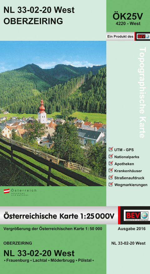 BEV-Karte 4220-West, Oberzeiring 1:25 000V - 