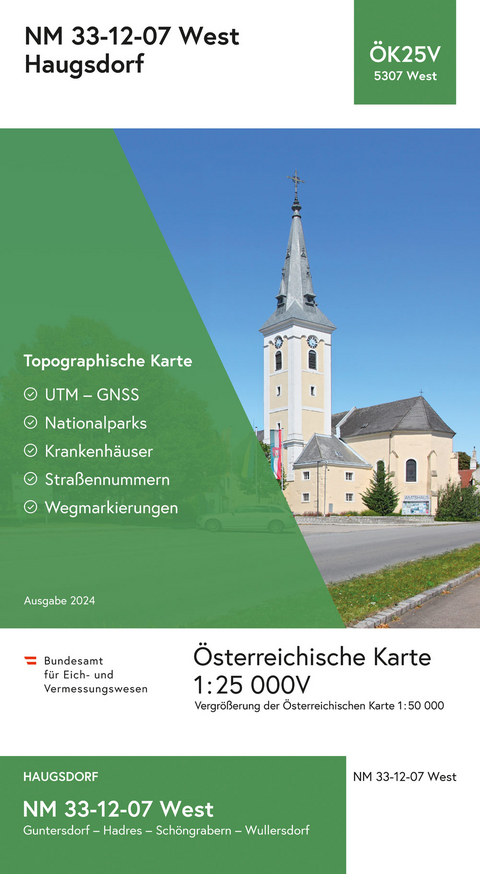 BEV-Karte 5307-West, Haugsdorf 1:25 000V - 