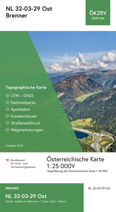 BEV-Karte 2229-Ost, Brenner 1:25 000V - 