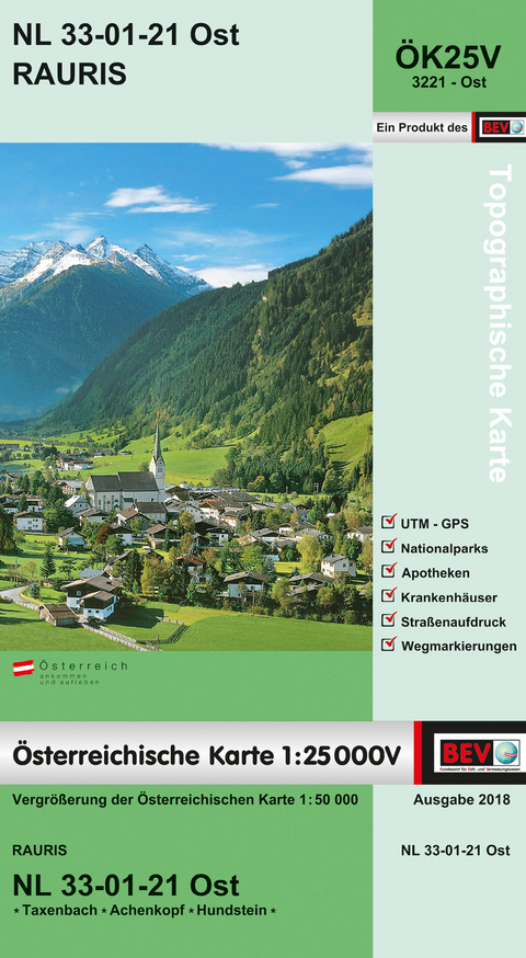 BEV-Karte 3221-Ost, Rauris 1:25 000V - 