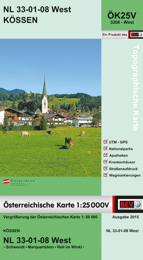 BEV-Karte 3208-West, K&ouml;ssen 1:25 000V - 