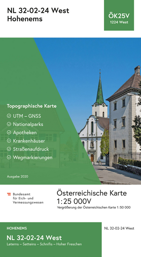 BEV-Karte 1224-West, Hohenems 1:25 000V - 