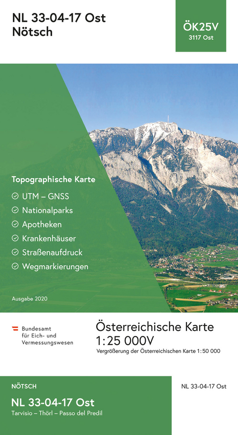 BEV-Karte 3117-Ost, N&ouml;tsch 1:25 000V - 