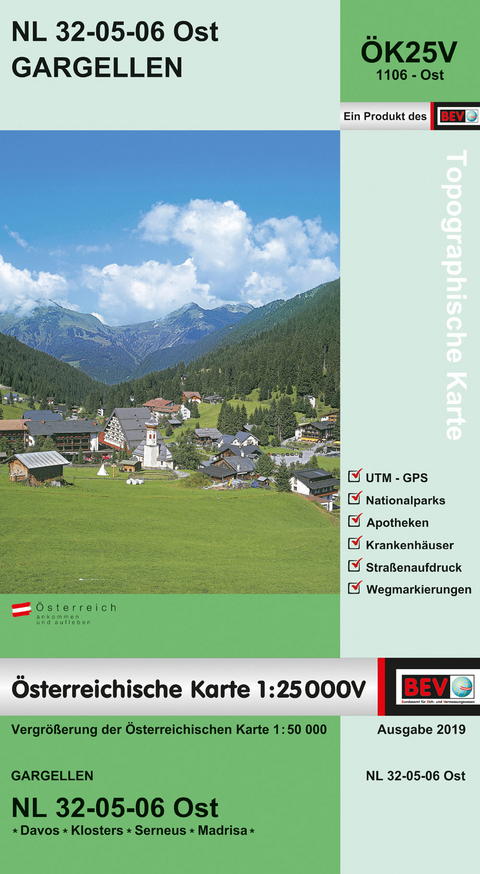BEV-Karte 1106-Ost, Gargellen 1:25 000V - 