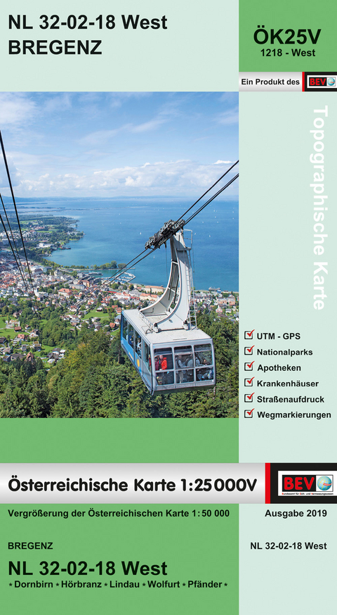 BEV-Karte 1218-West, Bregenz 1:25 000V - 