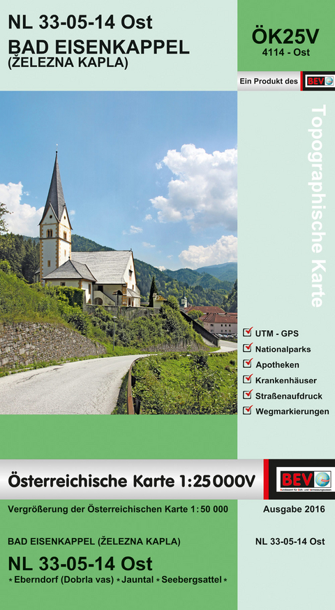 BEV-Karte 4114-Ost, Bad Eisenkappel / Železna Kapla 1:25 000V - 
