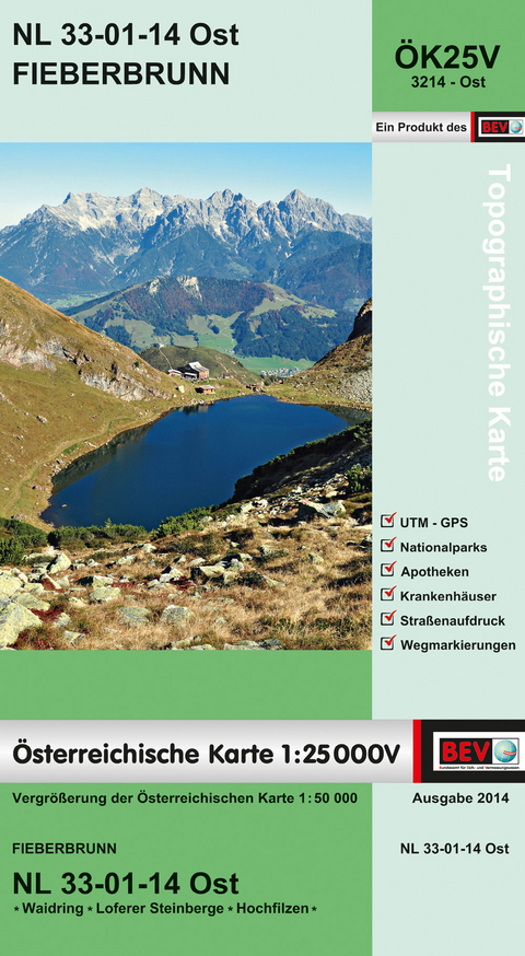 BEV-Karte 3214-Ost, Fieberbrunn 1:25 000V - 