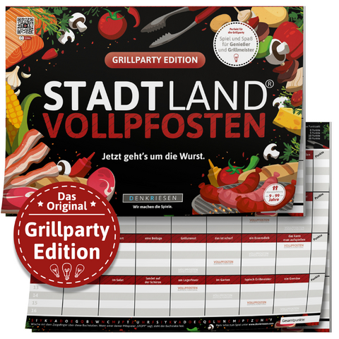 DENKRIESEN - STADT LAND VOLLPFOSTEN&reg; - GRILLPARTY EDITION - "Jetzt geht&rsquo;s um die Wurst." - A4 - Denis G&ouml;rz, Ricardo Barreto