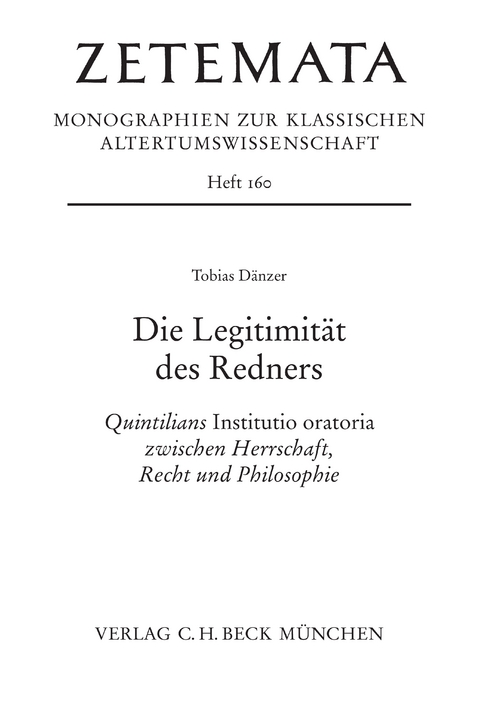 Zetemata / Die Legitimität des Redners - Tobias Dänzer