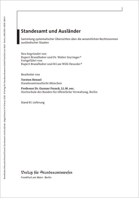 Standesamt und Ausl&auml;nder - Rupert Brandhuber, Willi Heussler, Torsten Hensel, Gunnar Franck