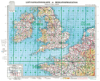 LUFTKRIEG - Luft-Navigationskarte: Britische Inseln (Süd) 1942 (Plano)