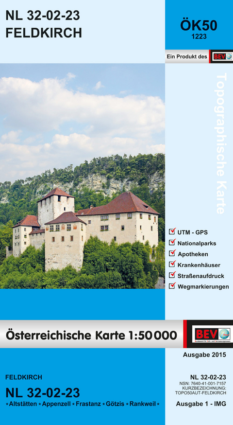 BEV-Karte 1223, Feldkirch 1:50 000 - 