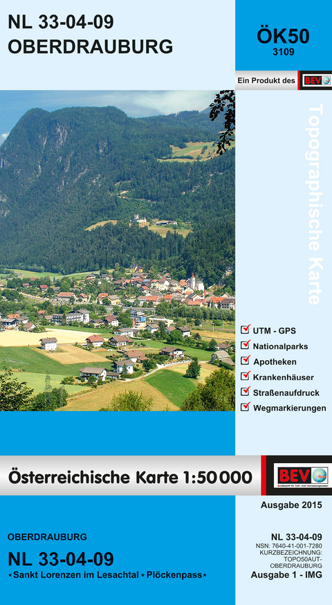 BEV-Karte 3109, Oberdrauburg 1:50 000 - 