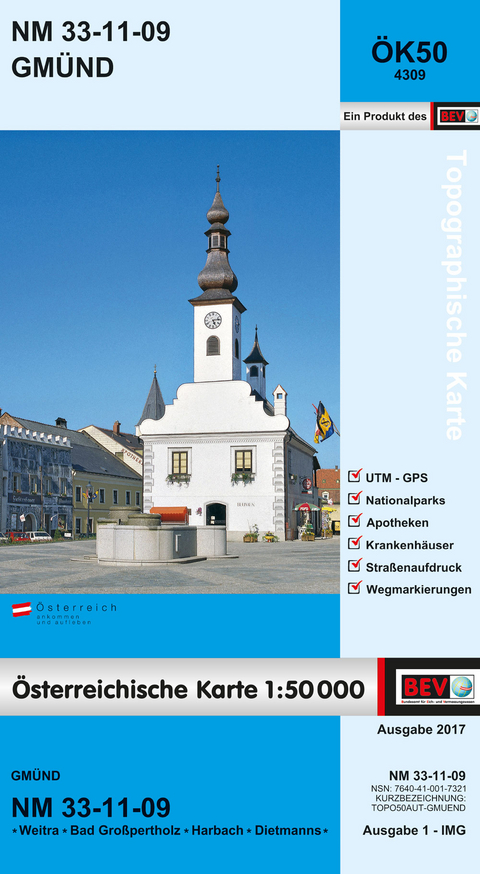 BEV-Karte 4309, Gm&uuml;nd 1:50 000 - 