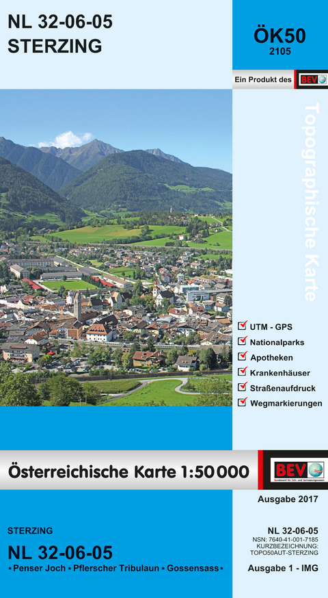 BEV-Karte 2105, Sterzing 1:50 000 - 