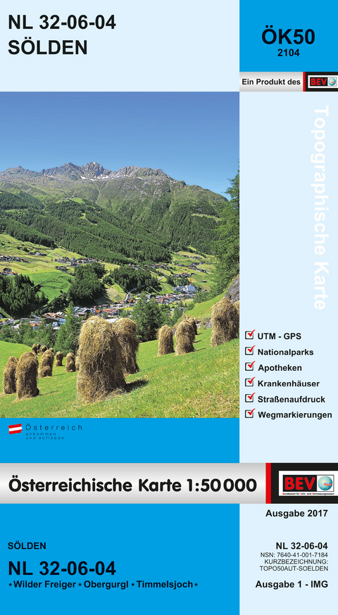 BEV-Karte 2104, S&ouml;lden 1:50 000 - 