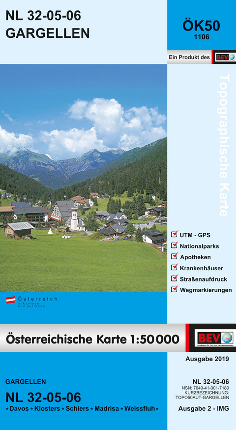 BEV-Karte 1106, Gargellen 1:50 000 - 
