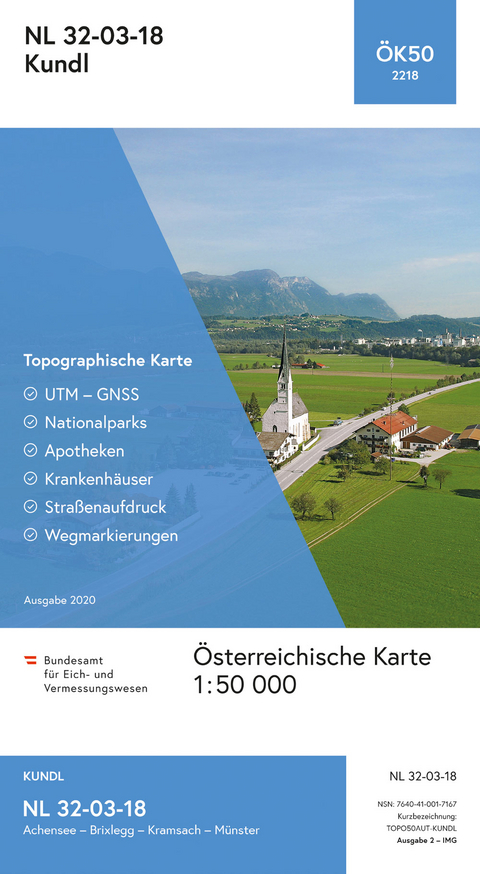 BEV-Karte 2218, Kundl 1:50 000 - 