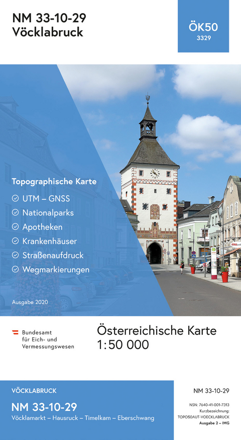 BEV-Karte 3329, V&ouml;cklabruck 1:50 000 - 