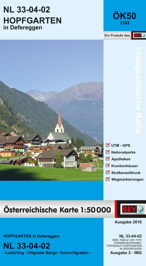 BEV-Karte 3102, Hopfgarten in Defereggen 1:50 000 - 