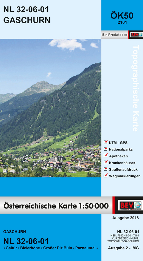 BEV-Karte 2101, Gaschurn 1:50 000 - 