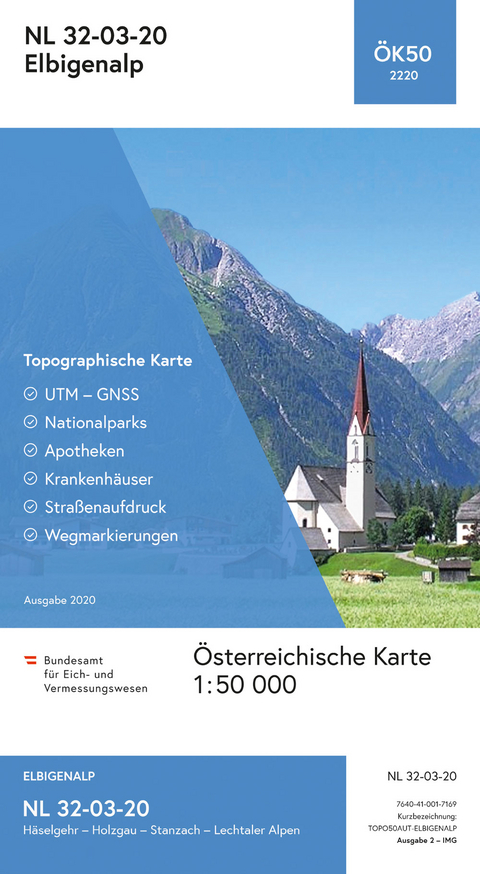 BEV-Karte 2220, Elbigenalp 1:50 000 - 
