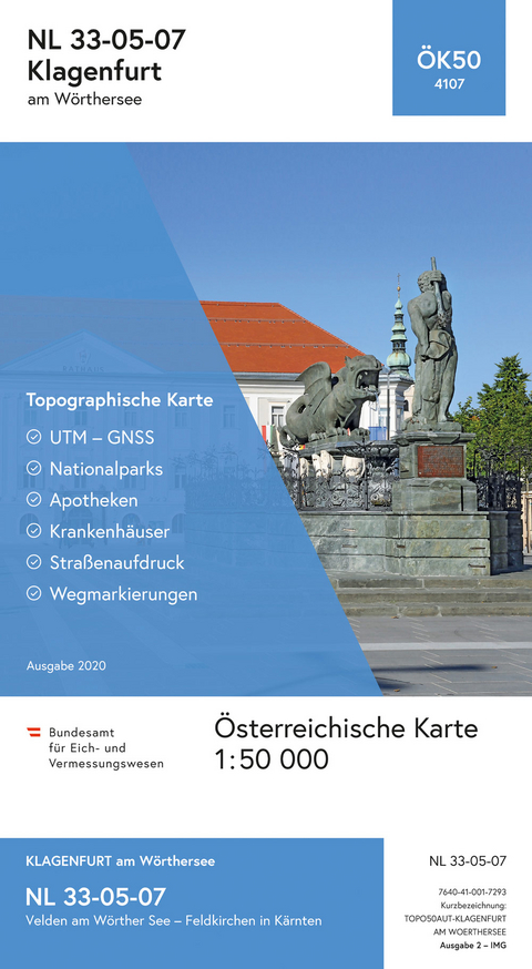 BEV-Karte 4107, Klagenfurt am W&ouml;rthersee 1:50 000 - 