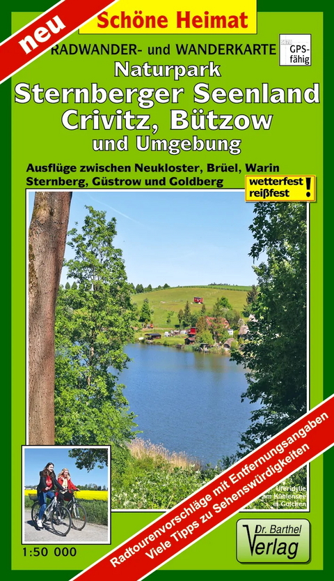 Radwander- und Wanderkarte Naturpark Sternberger Seenland, Crivitz, B&uuml;tzow und Umgebung