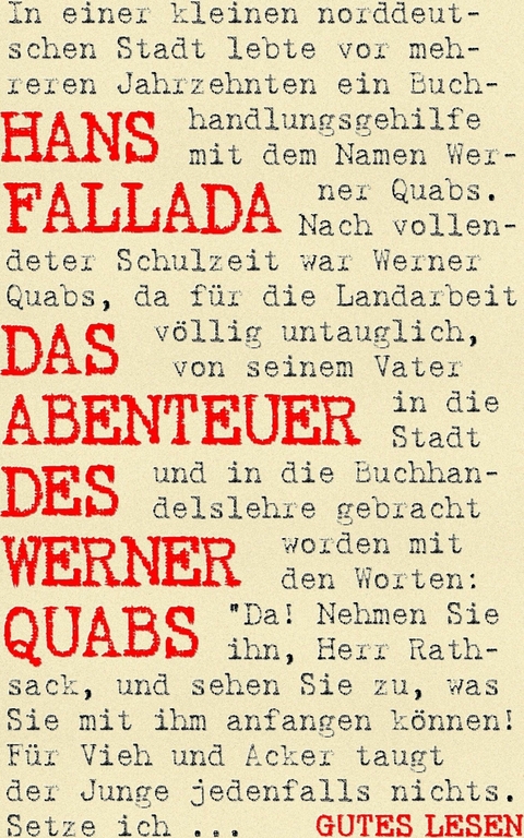Das Abenteuer des Werner Quabs - Hans Fallada
