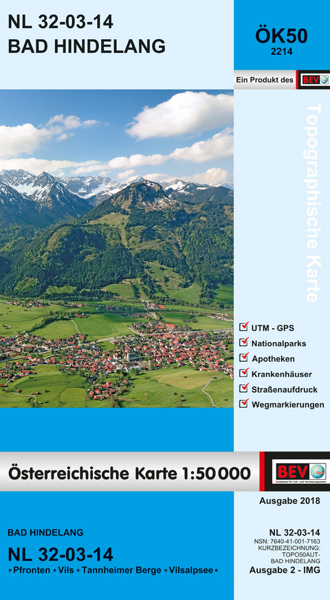BEV-Karte 2214, Bad Hindelang 1:50 000 - 