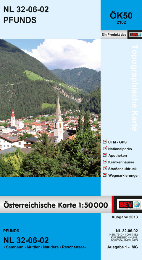 BEV-Karte 2102, Pfunds 1:50 000 - 